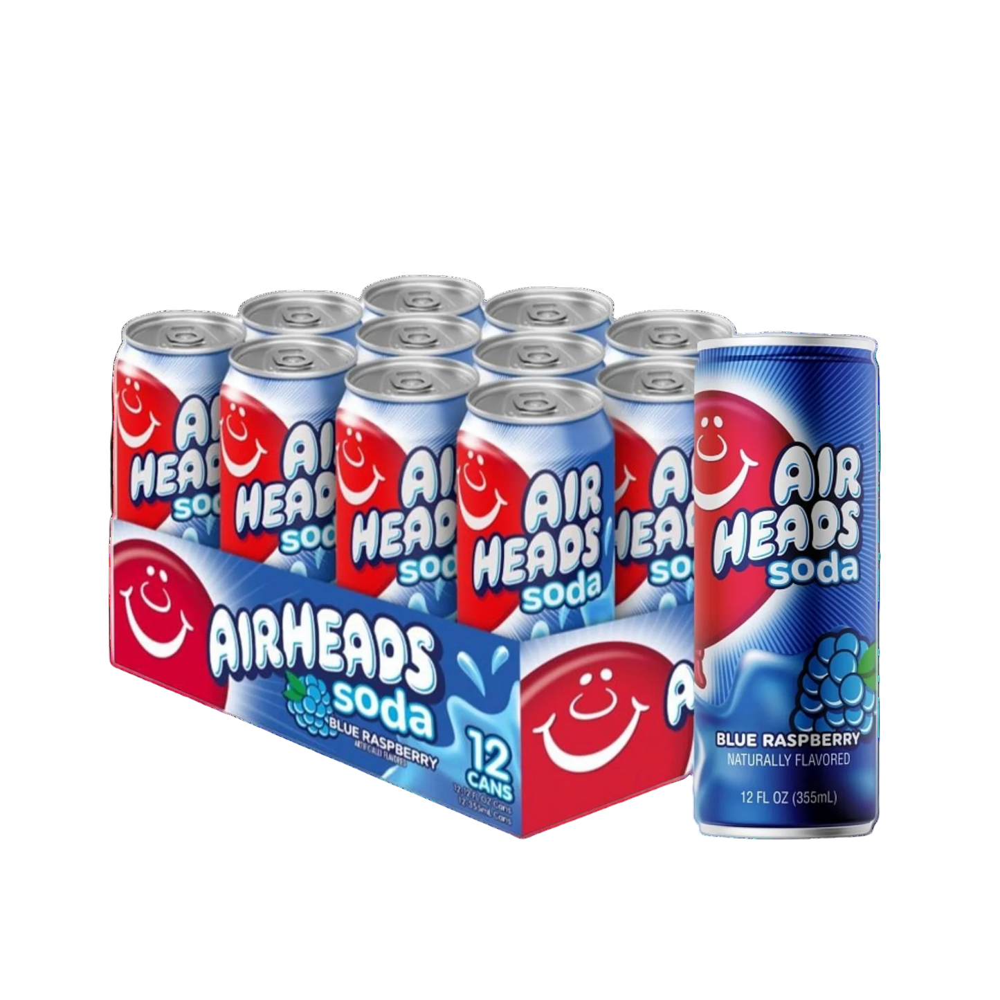 Airheads Soda Blue Raspberry 355ml bottle - refreshing candy-inspired soda.