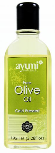 Ayumi Pure Olive Oil 150ml bottle for cooking skin and hair care use with light texture and natural olive oil benefits