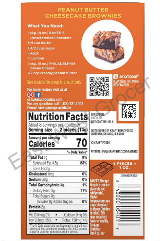 Baker’s Unsweetened Baking Chocolate Bar 113 g – USA Import, UK Warehouse, Fast Delivery, No Customs
