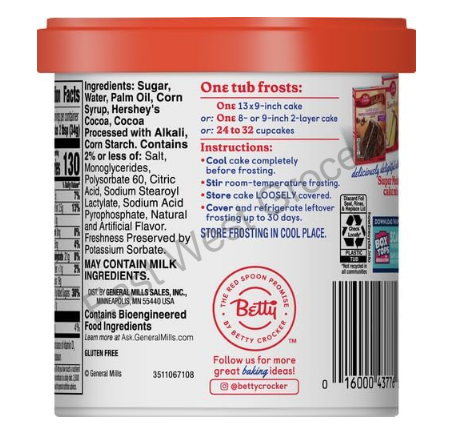 Imported from USA – Betty Crocker Hershey’s Milk Chocolate Frosting 453 g – Ready‑to‑Use Gluten‑Free Icing for Cakes, Cupcakes & Baking – Best Quality Chocolate Cake Topping UK