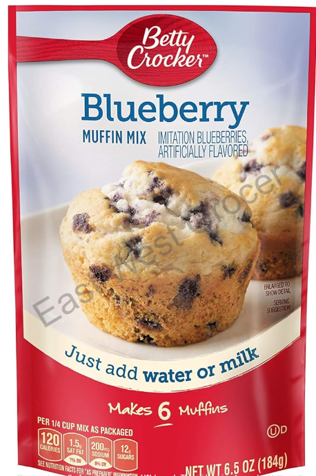 Imported USA – Betty Crocker Blueberry Muffin Mix Pouch 3 × 184 g – Easy‑Bake Classic American Muffins, Quick & Moist, Perfect UK Breakfast & Snack Pack