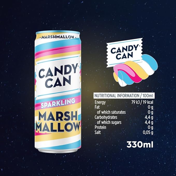 Marshmallow Sparkling Drink – Candy Can Vegan Soft Drink, Gluten-Free