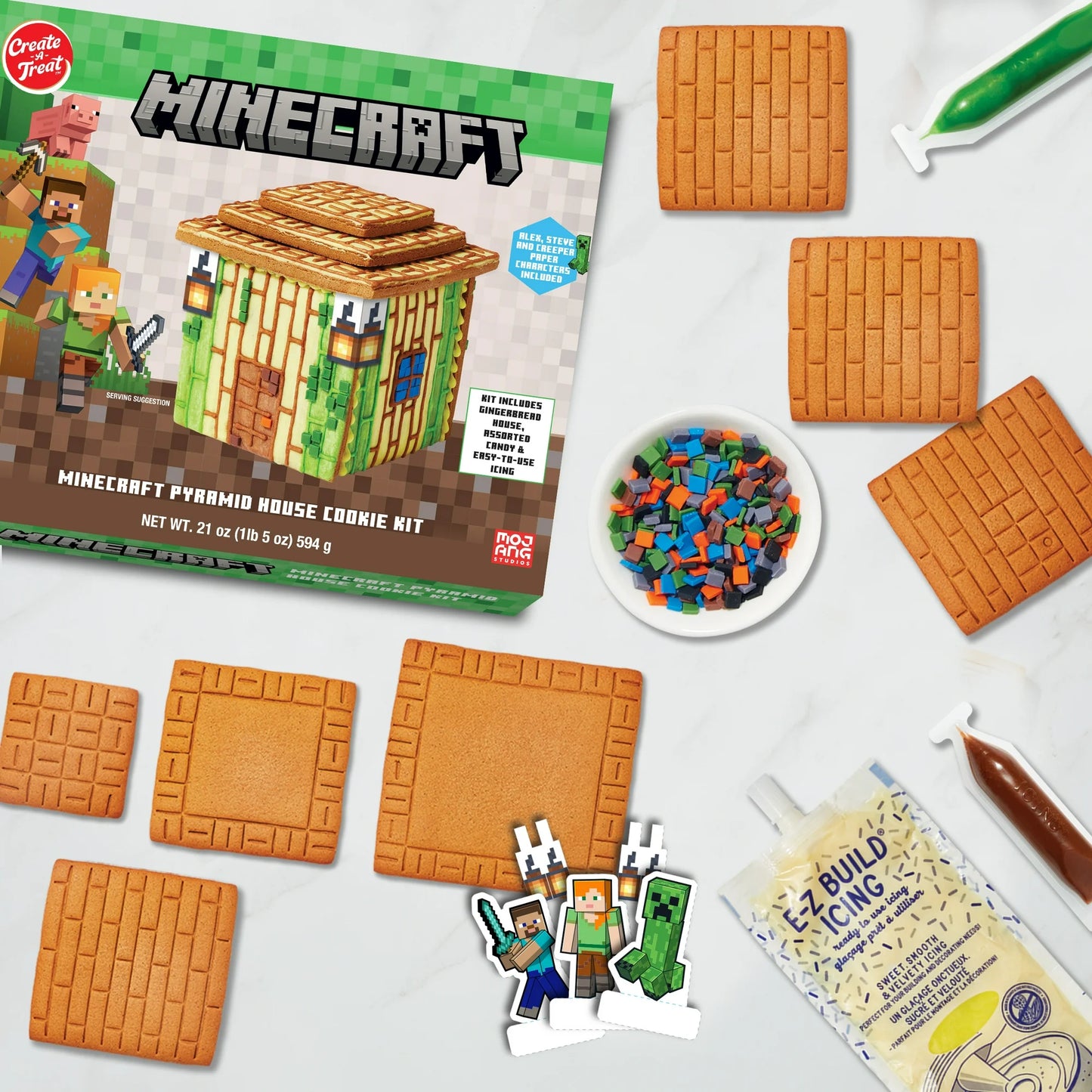 Create‑A‑Treat Minecraft Pyramid House Cookie Kit box — unopened retail packaging