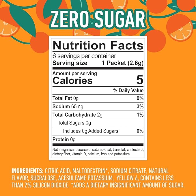 Crush Singles To Go Orange drink mix, 0.54 oz (15.6 g) single-serve packets