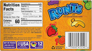 Runts 5 oz box assorted fruit‑shape hard candies pineapple grape banana orange”
