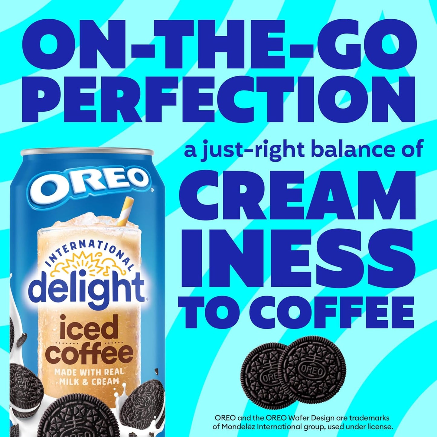 International Delight Oreo iced coffee served cold in single serve can