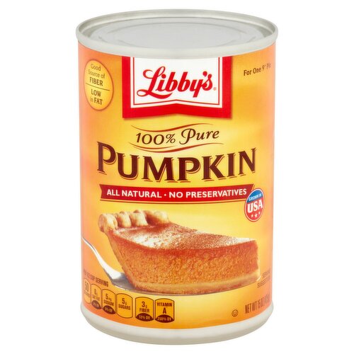 Libby's 100% Pure Pumpkin can on a white background