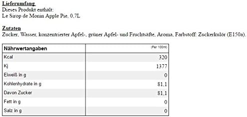 MONIN Apple Pie Syrup 700ml bottle – caramelised apple and cinnamon flavour for drinks and desserts