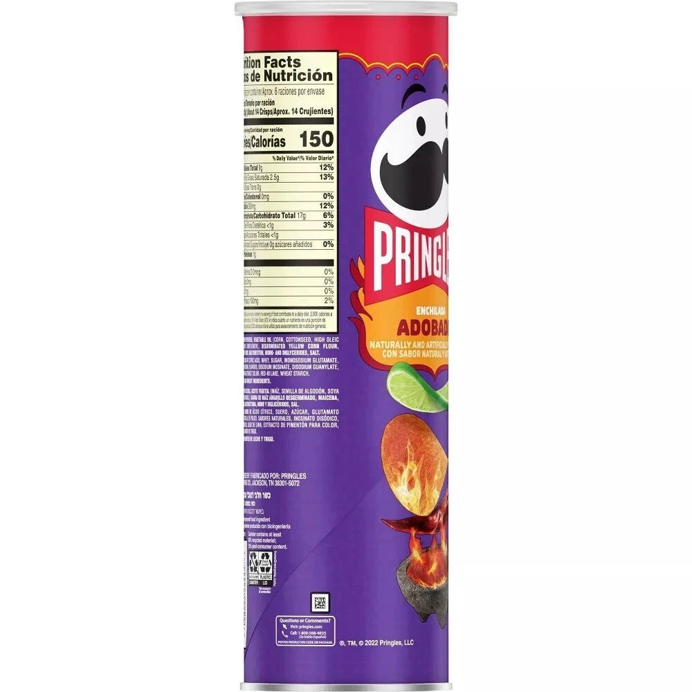 Pringles Enchilada Adobada Potato Chips Crisps 5.5 OZ 158g