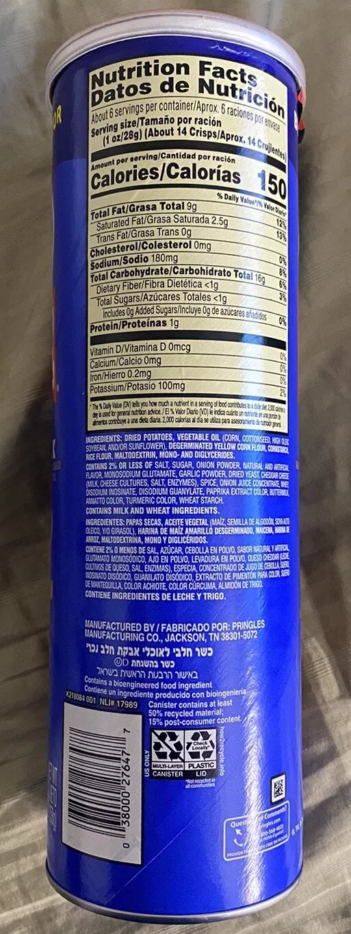 PRINGLES PHILLY CHEESESTEAK FLAVORED POTATO CRISPS CHIPS 5.5 OZ (158g)