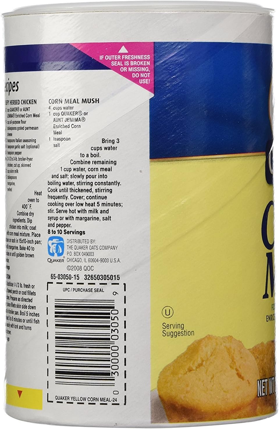 12-pack of Quaker Yellow Corn Meal 680 g for foodservice
