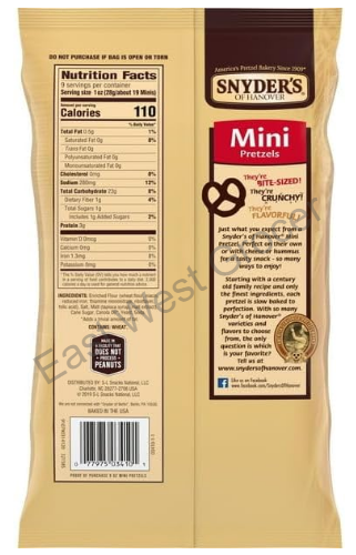 Snyder’s of Hanover Mini Pretzels 255 g ×2 – USA Import | UK Warehouse | No Customs | Crunchy Bite‑Size Sourdough Snack for Cheese, Dips & Party