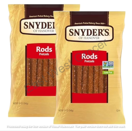 Snyder’s of Hanover Pretzel Rods 255g (Pack of 2) – USA Import | Crunchy Sourdough Snack Sticks | UK Stock | No Customs | Ideal for Dips, Parties & Recipes