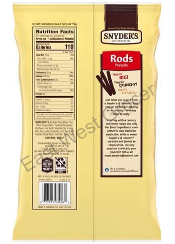 Snyder’s of Hanover Pretzel Rods 255g (Pack of 2) – USA Import | Crunchy Sourdough Snack Sticks | UK Stock | No Customs | Ideal for Dips, Parties & Recipes
