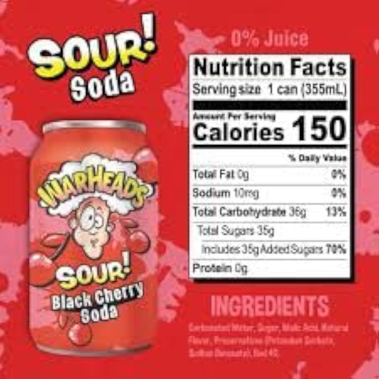 Warheads Sour Black Cherry Soda – Bold Cherry Fizz with Sour Kick