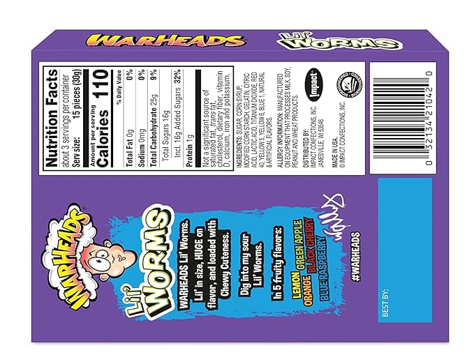 Warheads Lil Worms 99g box for extreme sour candy lovers and parties