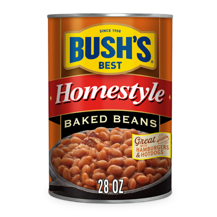 A spoonful of Bush's Best Homestyle Baked Beans, highlighting the perfect texture and comforting flavor.