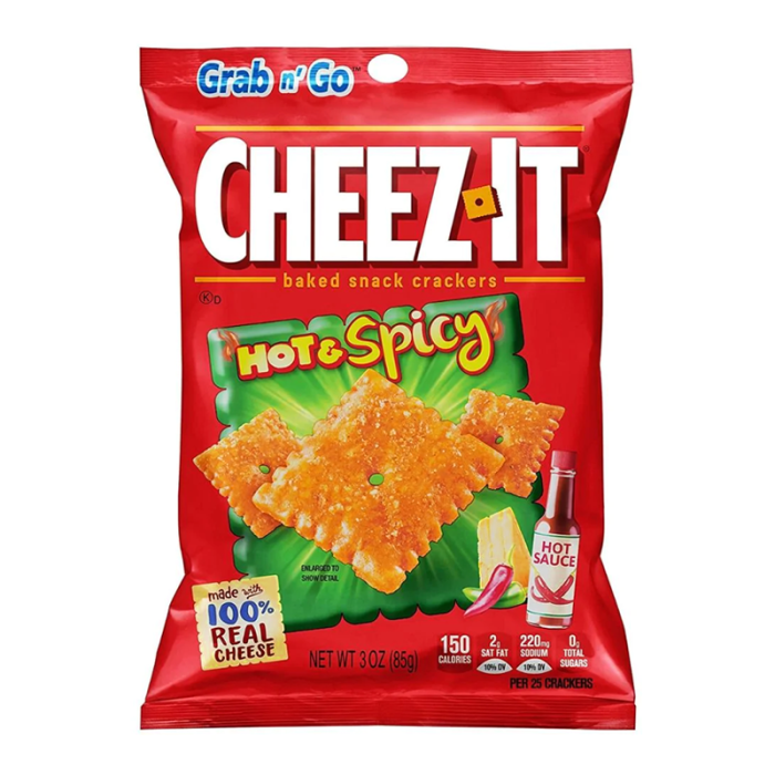 Spicy cheese crackers from Cheez-It in a convenient 3 oz bag