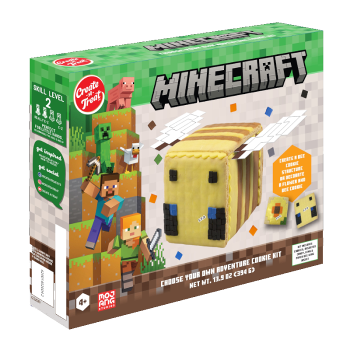 Create-A-Treat Minecraft Choose Your Own Adventure Cookie Kit with cookie mix, icing, and decorations to bake and customize Minecraft-themed cookies.
