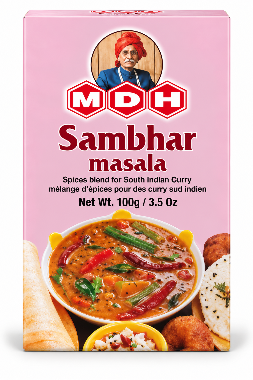 MDH Sambar Masala 100g spice blend packet for preparing South Indian sambar curry.