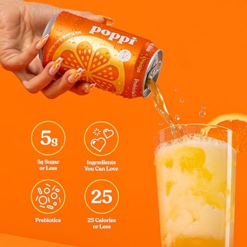 Poppi Prebiotic Soda Orange 12 oz 355 ml sparkling orange-flavored soda with prebiotics