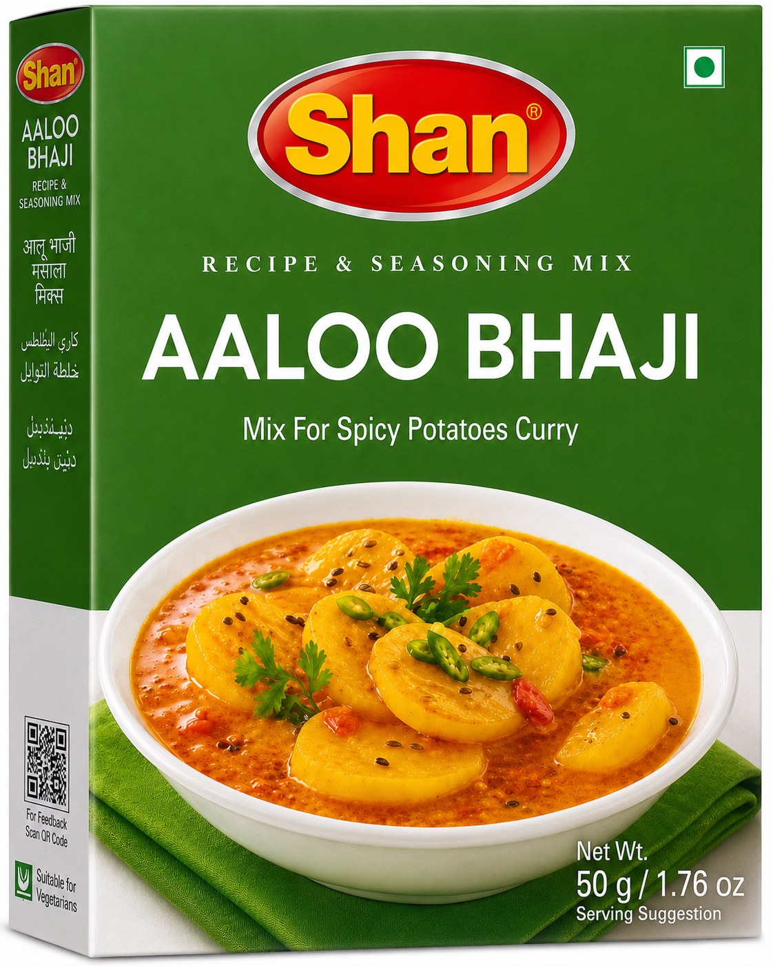 Shan Aaloo Bhaji Masala 50g spice mix for preparing authentic spicy potato curry and traditional South Asian Aaloo Bhaji