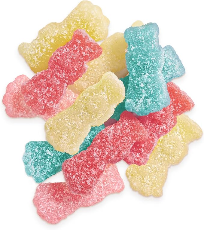 Front view of Sour Patch Kids Lemonade Soft & Chewy Candy packaging, 12 bags of 102g each