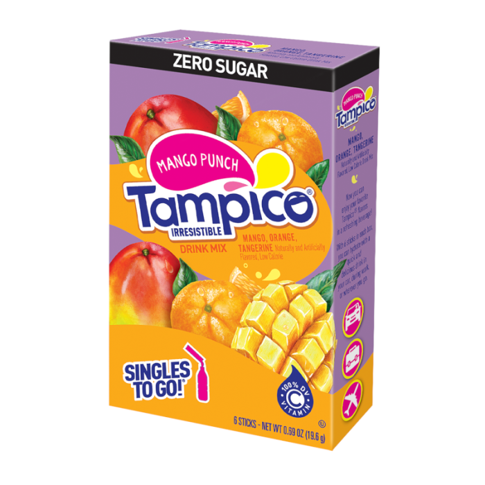 Tampico Singles to Go Mango Punch (0.69oz) – Convenient sugar-free mango punch drink mix for refreshing hydration.