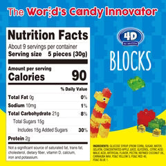 Amos 4D Gummy Blocks 198 g pack nutrition information and ingredients