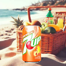 Refreshing tropical-flavored 7UP soda served chilled