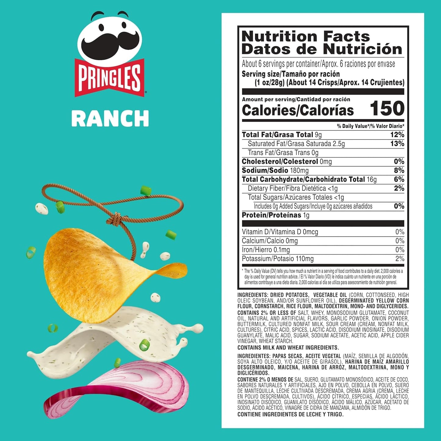 Pringles Crisps Ranch 168 g