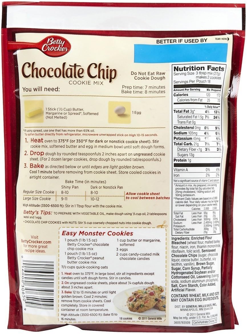 Betty Crocker Chocolate Chip Cookie Mix 17.5 OZ (496g)