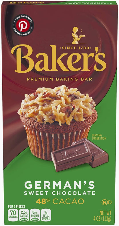 Baker's German's Sweet Chocolate Bar 4oz 113g