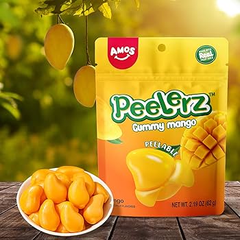 Amos Peelerz Mango Peelable Gummy Candy – Tropical Mango Flavour, Interactive Peel-Away Treat