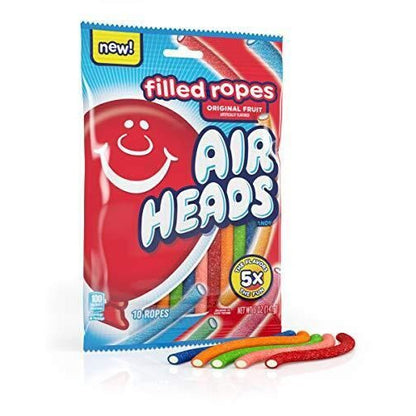 Airheads Filled Ropes Assorted Peg Bag 141g – American chewy candy with fruity flavours