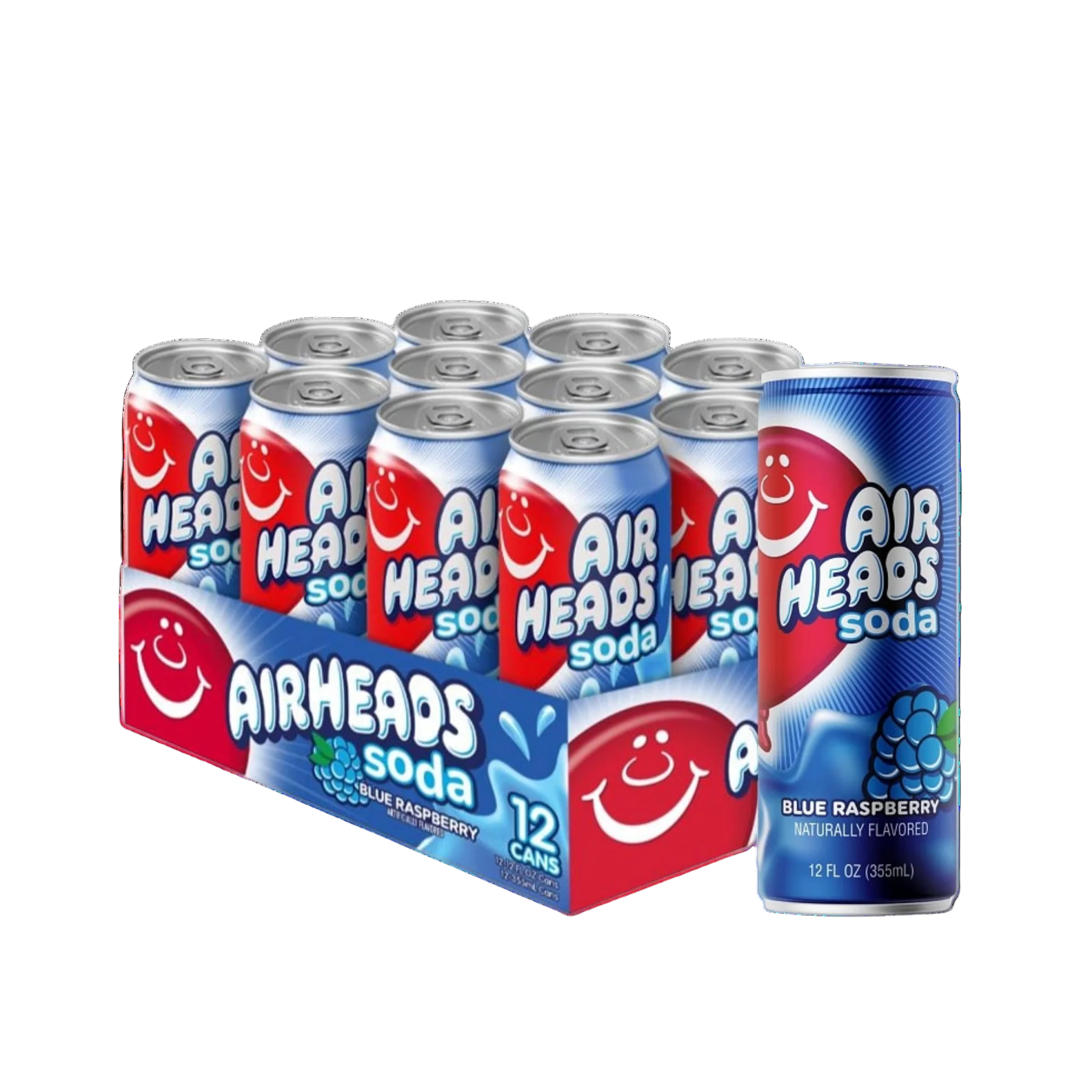 Airheads Soda Blue Raspberry 355ml bottle - refreshing candy-inspired soda.