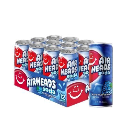 Airheads Soda Blue Raspberry 355ml bottle - refreshing candy-inspired soda.