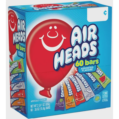 Airheads Gravity Feed Assorted Pack display box filled with  wrapped candy bars.