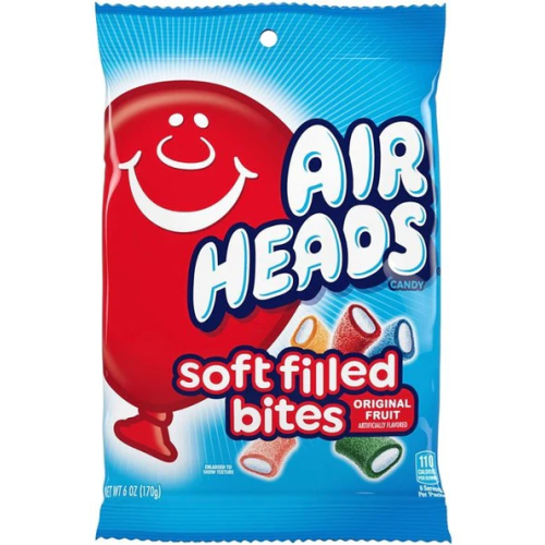 Airheads Soft Filled Bites Peg Bag 170g – assorted fruity chewy American candy