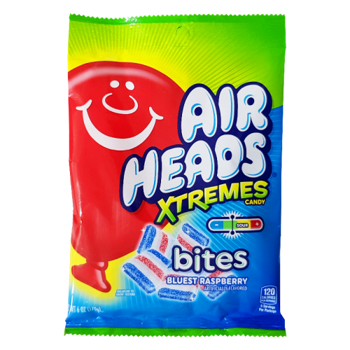 Airheads Xtremes Bites 170 g – blue raspberry chewy sour sweets from USA