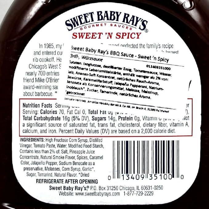 Sweet Baby Ray’s Hot & Sweet Barbecue Sauce