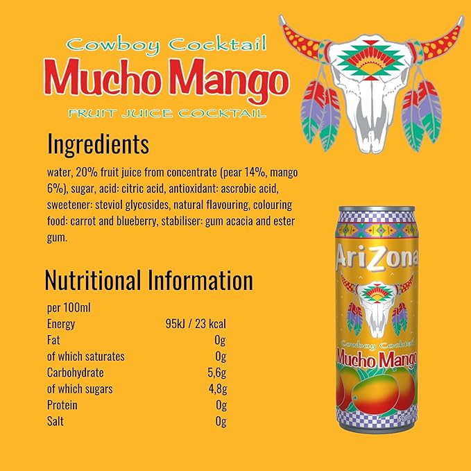 Arizona Mucho Mango Fruit Juice – 500 ml – Fruity Tropical Beverage