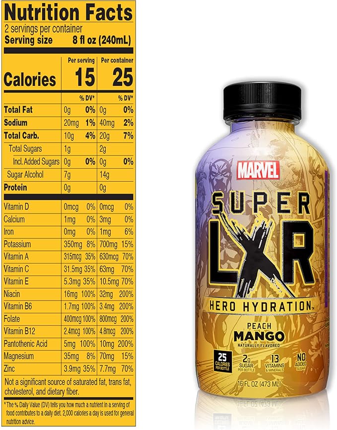 Arizona x Marvel Super LXR Hero Hydration Peach Mango - 16fl.oz (473ml)