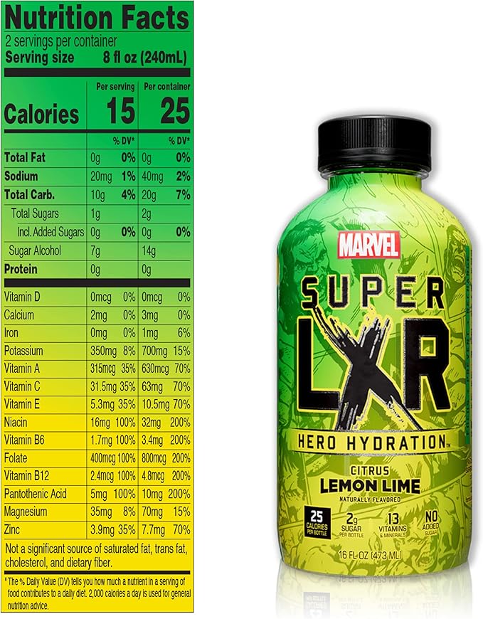 Marvel superhero-themed lemon lime electrolyte drink – Arizona Super LXR