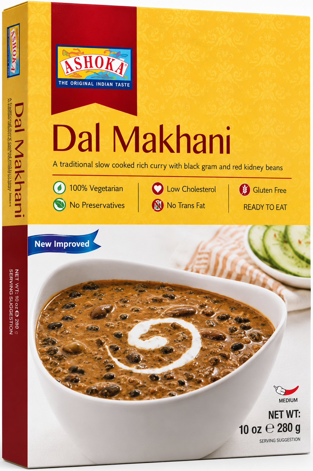 Ashoka Dal Makhani served in a white bowl with creamy black lentil curry, topped with a swirl of fresh cream and coriander.