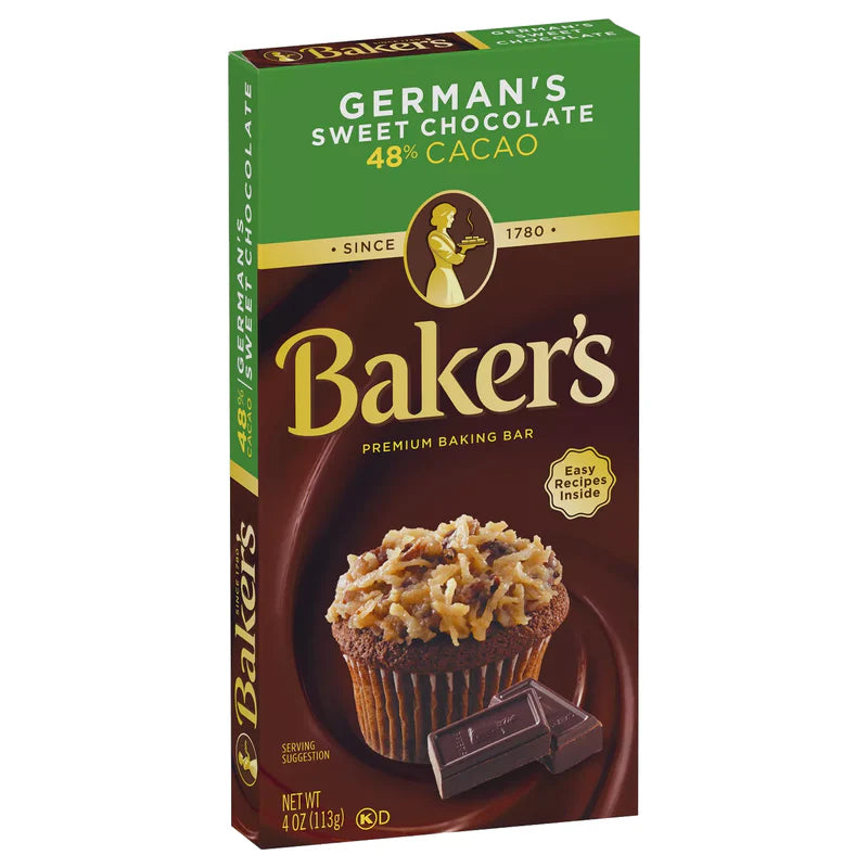 Baker’s German Chocolate 12-pack, each bar 113 grams, in original packaging.