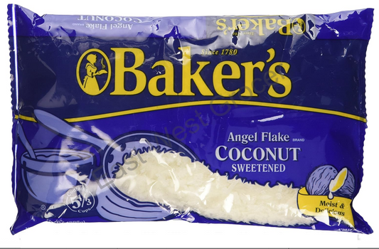 Baker’s Sweetened Angel Flake Coconut 396 g – USA Import, UK Warehouse Fast Delivery, No Customs – Moist Coconut Flakes for Cakes, Macaroons, Toppings & Baking