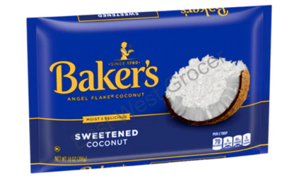 Baker’s Sweetened Angel Flake Coconut 396 g – USA Import, UK Warehouse Fast Delivery, No Customs – Moist Coconut Flakes for Cakes, Macaroons, Toppings & Baking