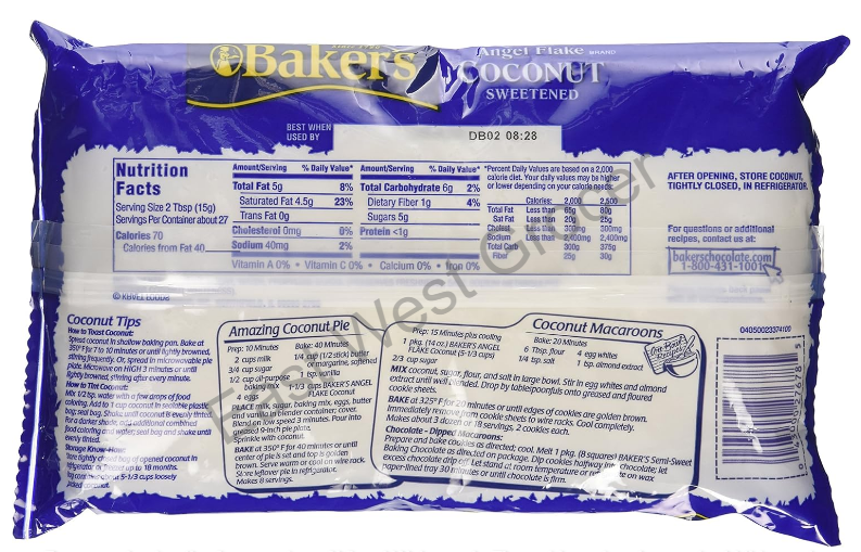 Baker’s Sweetened Angel Flake Coconut 396 g – USA Import, UK Warehouse Fast Delivery, No Customs – Moist Coconut Flakes for Cakes, Macaroons, Toppings & Baking