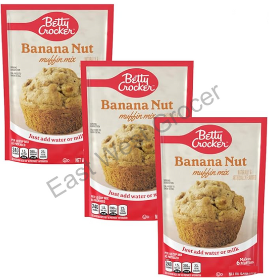 Betty Crocker Banana Nut Muffin Mix 181 g (Pack of 3)– Imported from USA –Easy-to-Make American Muffin Pouch, Quick Bake, No Preservatives, Perfect Breakfast & Snack for UK Bakers